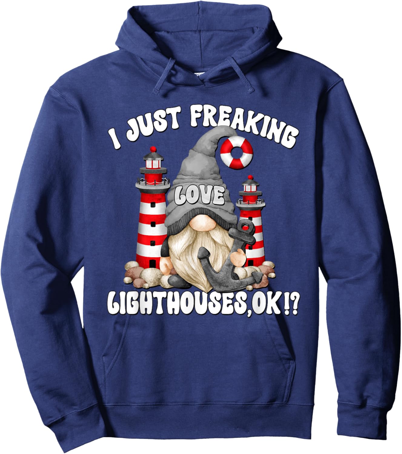 Funny Saying And Men Lighthouse Gnome Graphic Hoodie - Hoodie | Navy