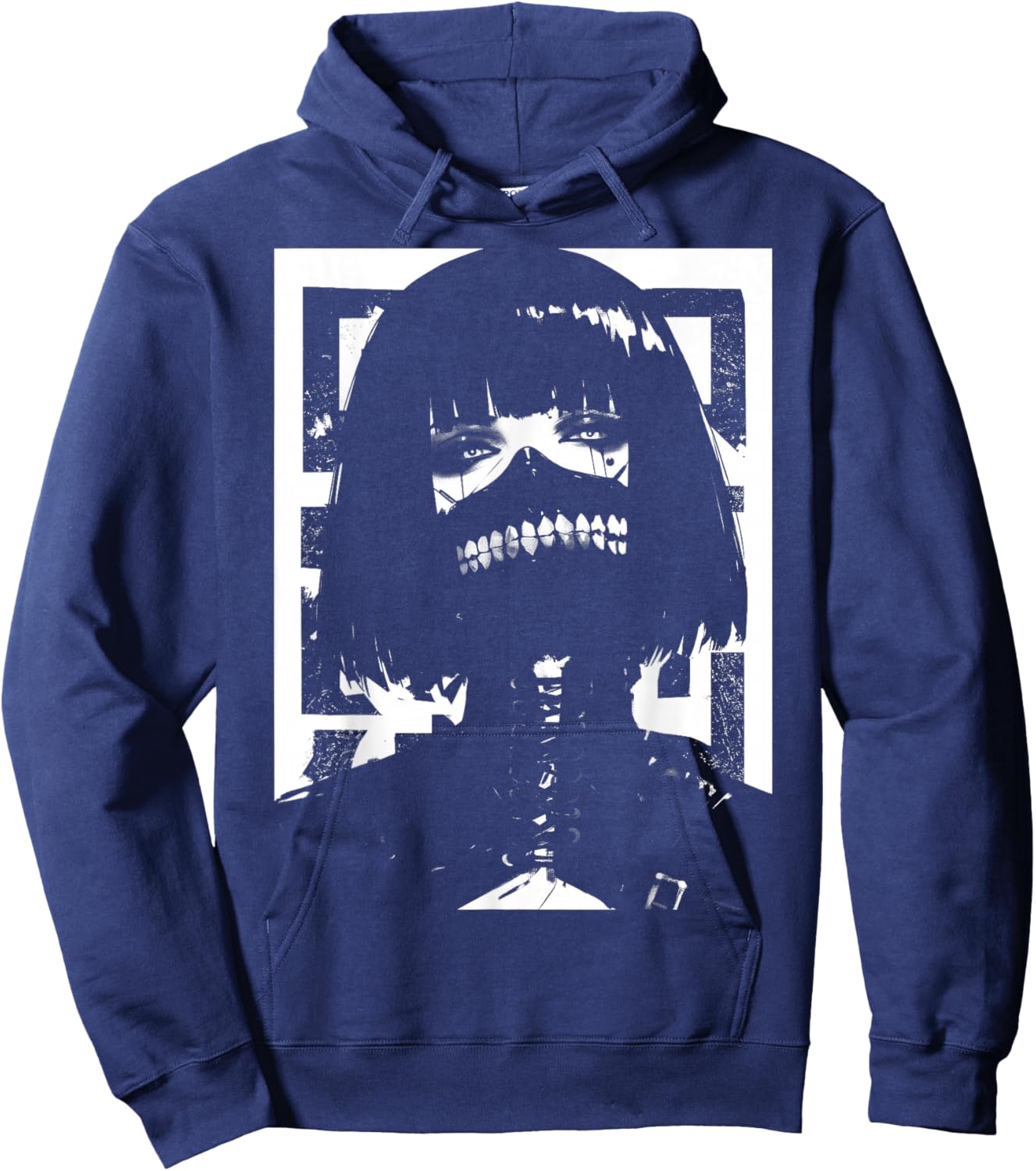 Horror Techwear Ghoul Girl Cybergoth Gothic Anime Manga Hoodie - Hoodie | Navy