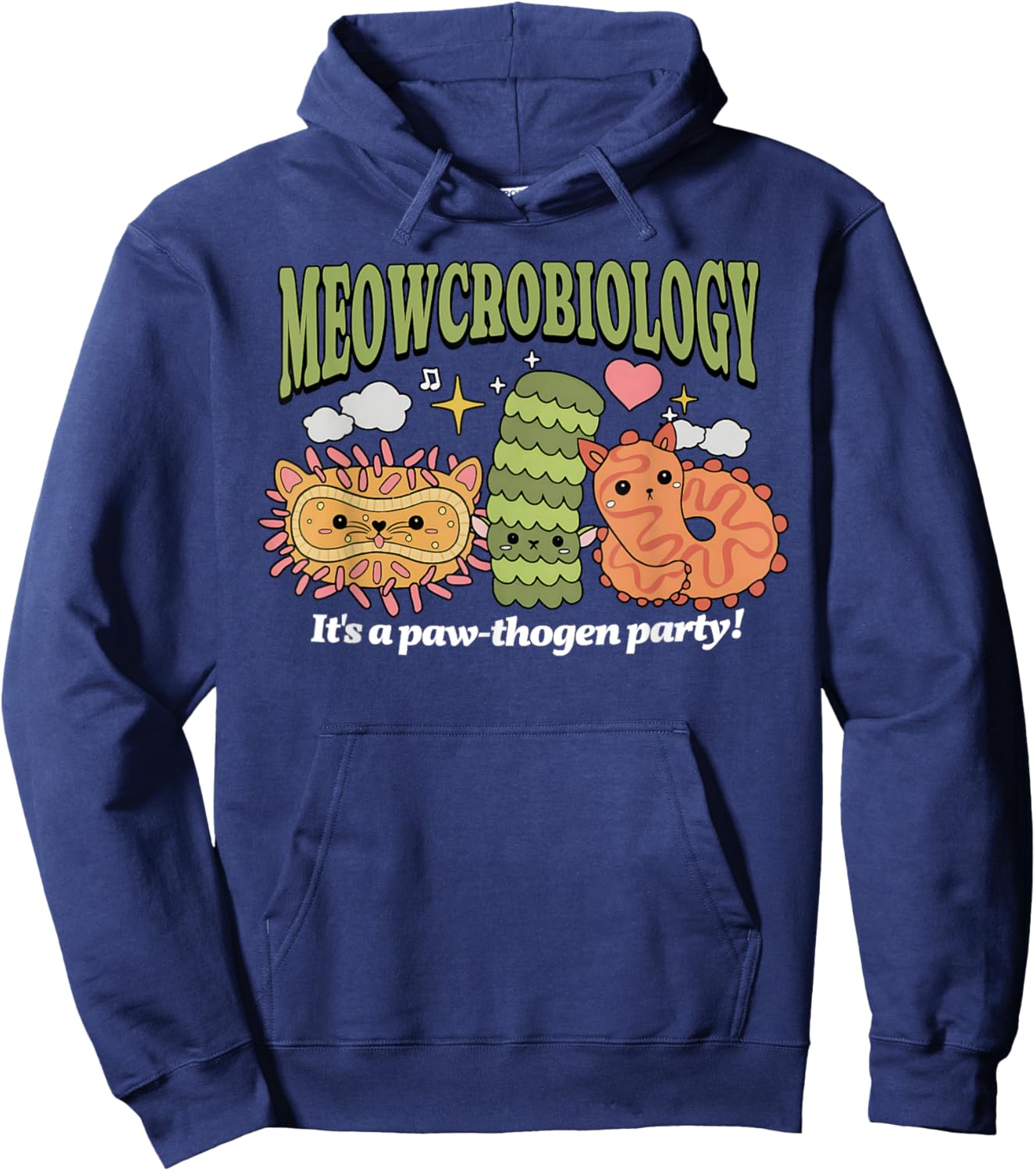 Meowcrobiology Microscopic Cats Science Pet School Biology Hoodie - Hoodie | Navy