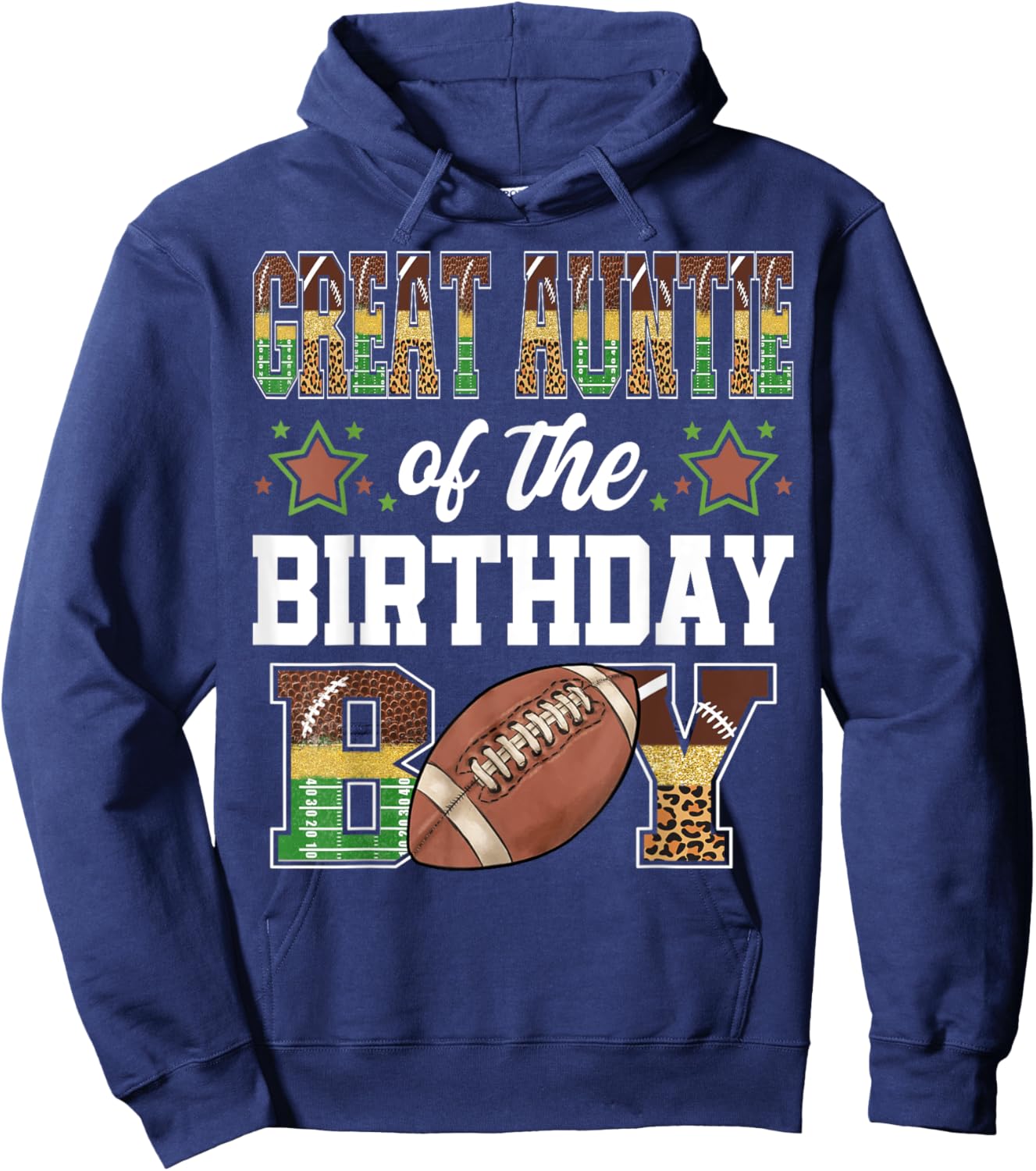 Great Auntie Of The Birthday Boy Football Player Matching Hoodie - Hoodie | Navy