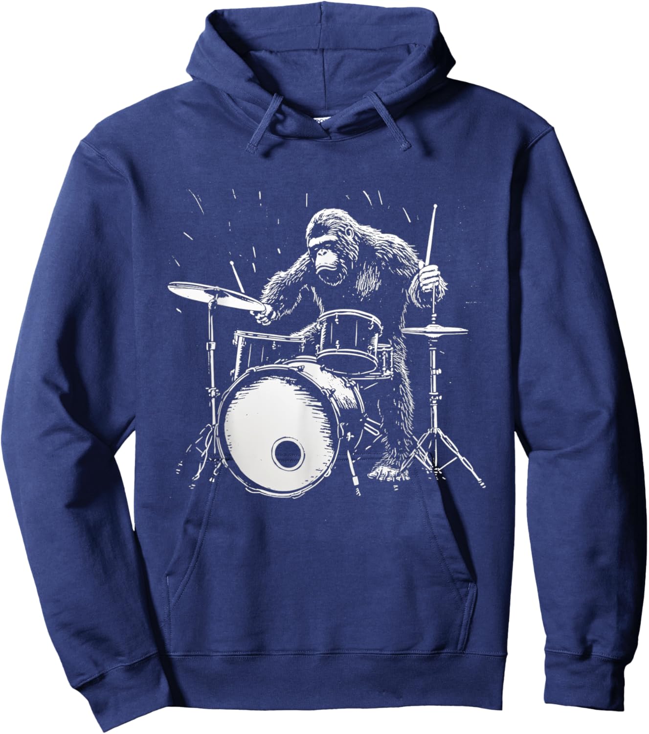 Bigfoot Drums Funny Gorilla Monkey Drummer Hoodie - Hoodie | Navy
