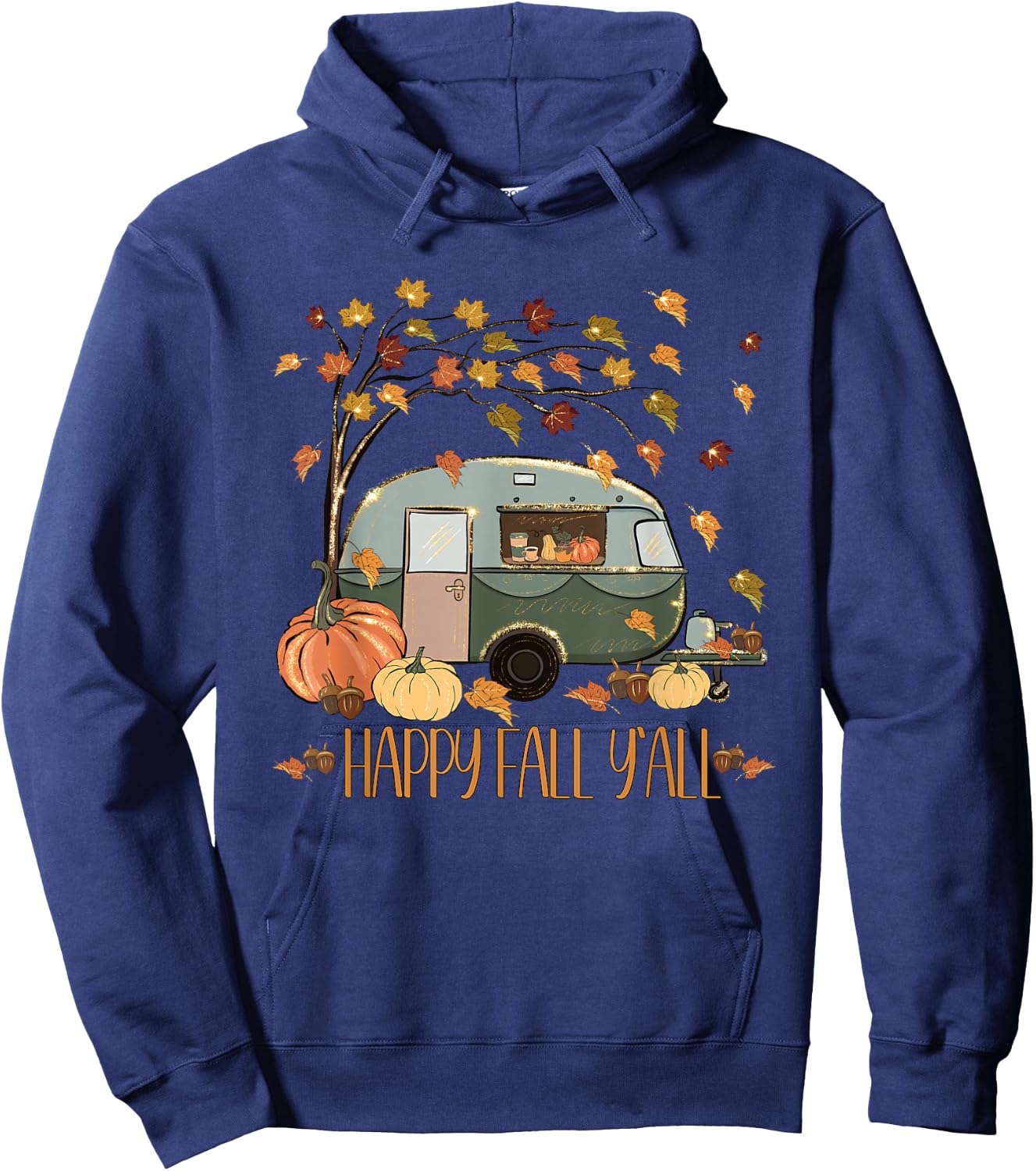 Happy Fall Yall For Camper Women Cute Autumn Fall Quote Hoodie - Hoodie | Navy
