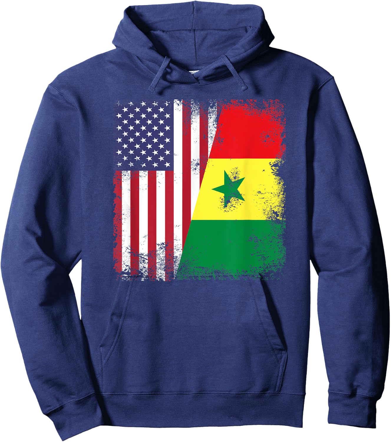 Half Senegalese Flag | Vintage Senegal USA Gift Hoodie - Hoodie | Navy