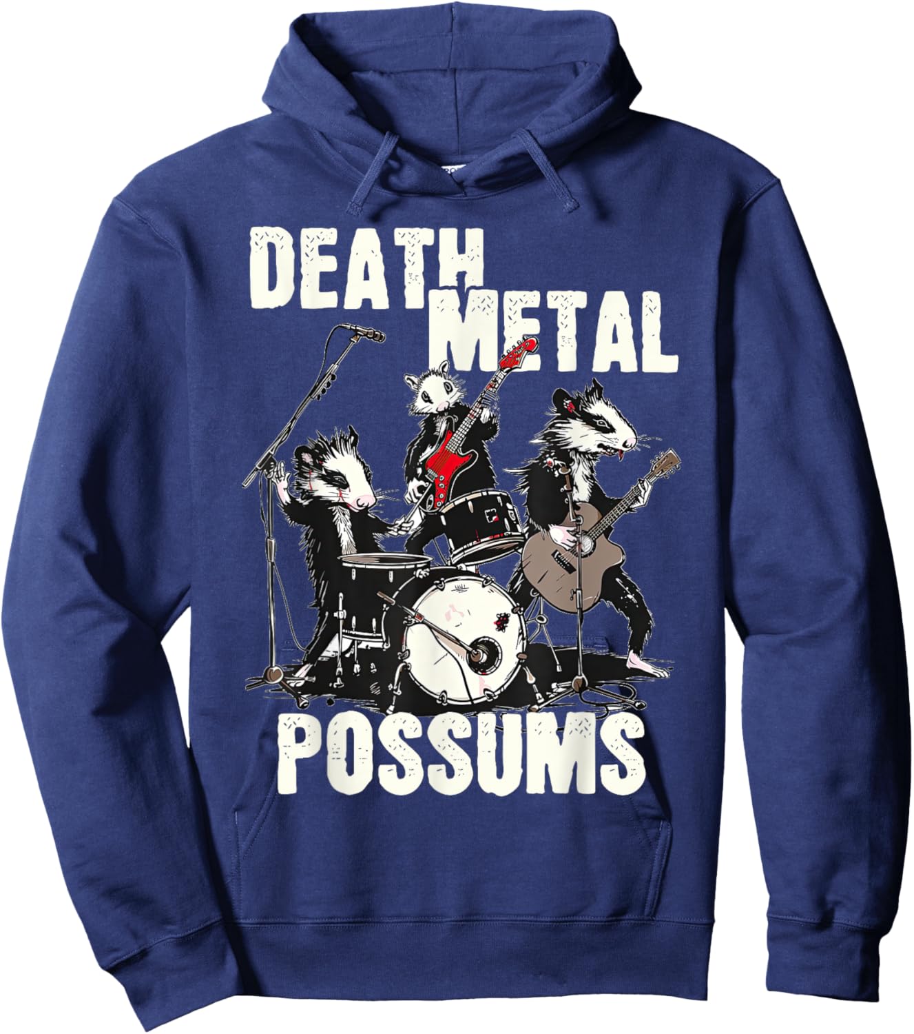 Death Metal Possums Funny Rockstar Heavy Metal Opossum Hoodie - Hoodie | Navy
