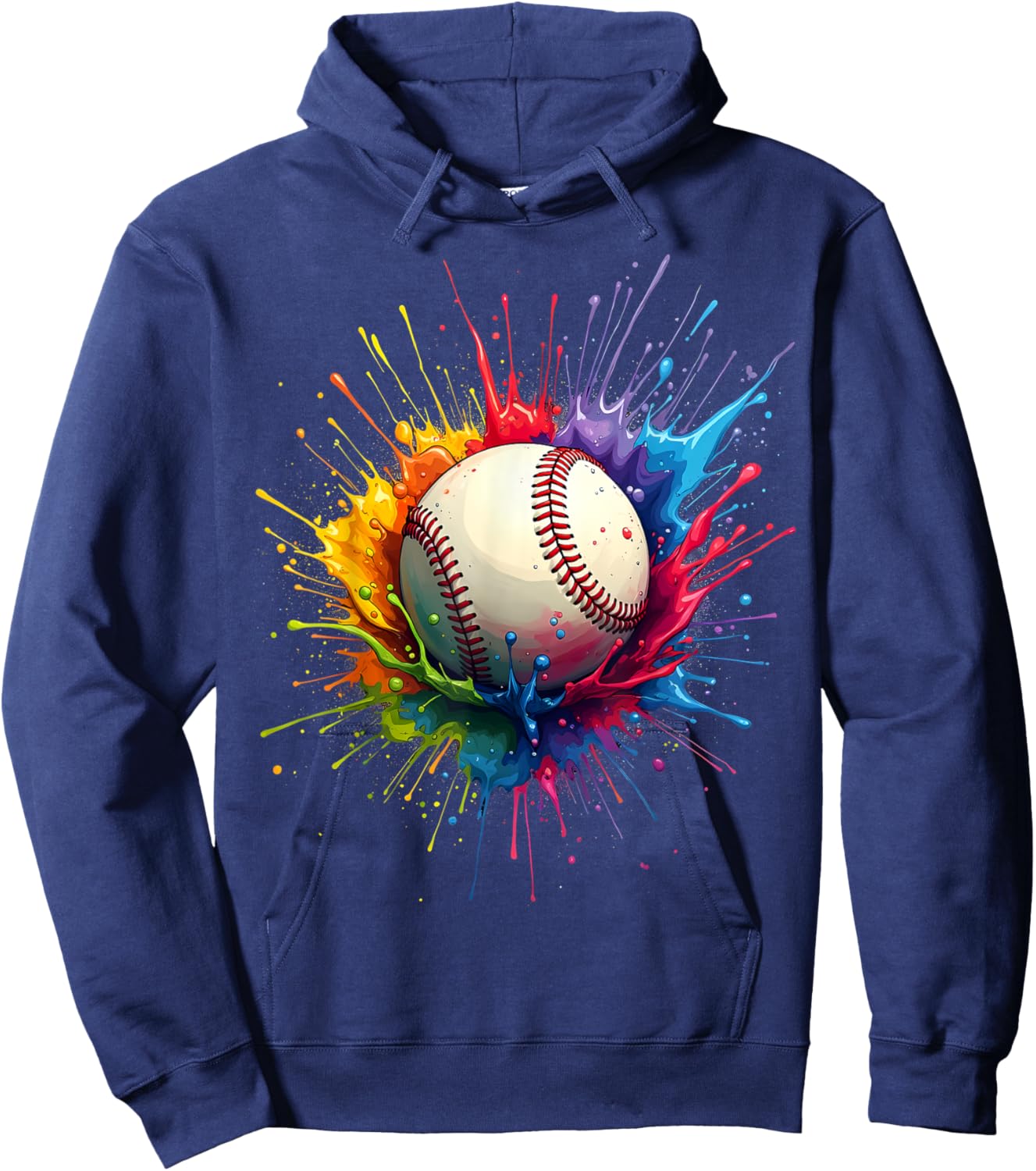 Baseball Player Color Art Colorful Tie Dye Paint Splatter Hoodie - Hoodie | Navy