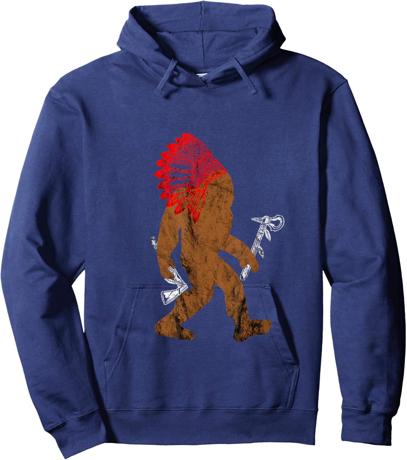 Indian Bigfoot Chief Sasquatch Western Carnival Costume Hoodie - Hoodie | Navy