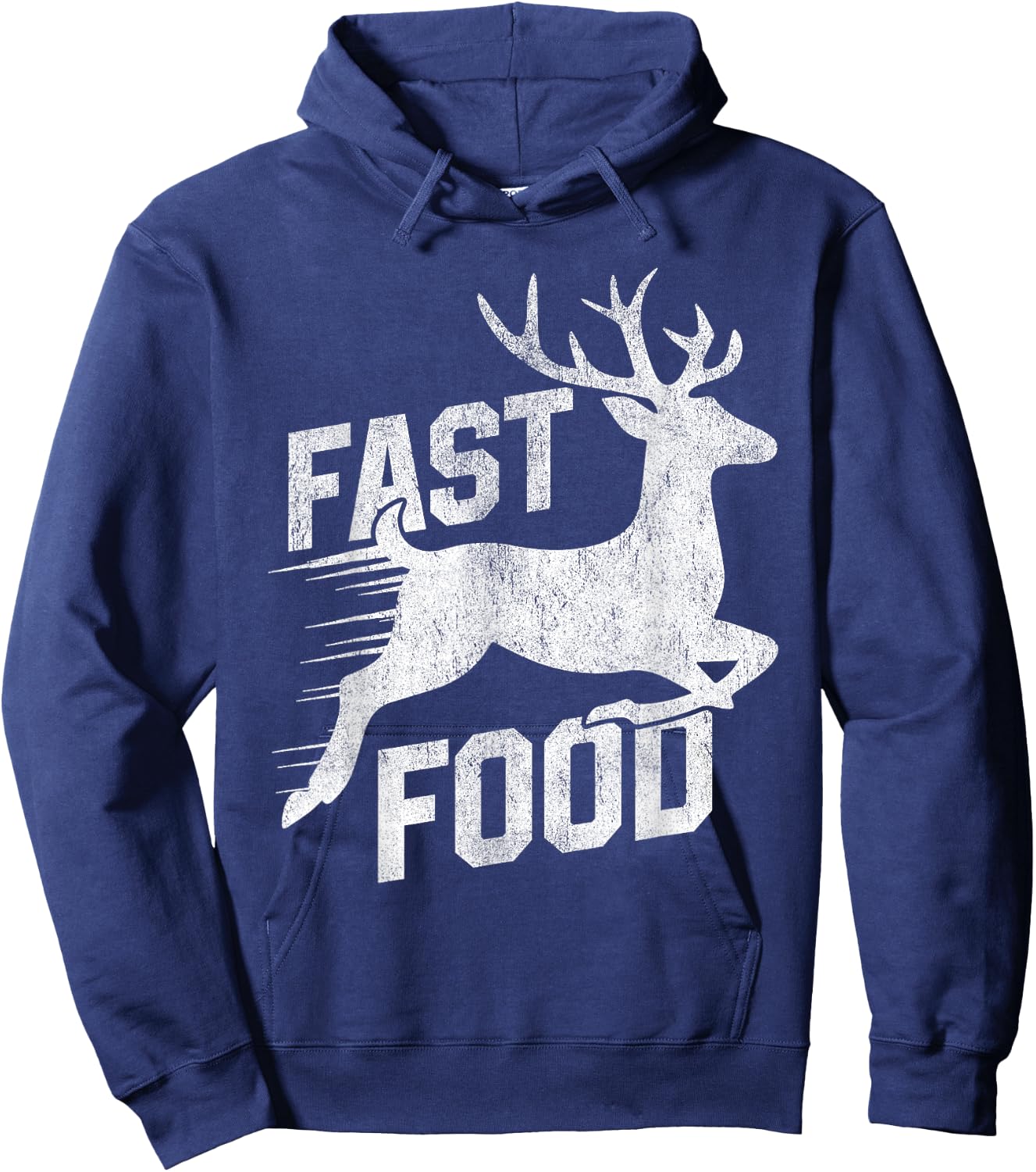 Deer Hunting Funny Hunter Fast Food Funny Running Deer Hoodie - Hoodie | Navy