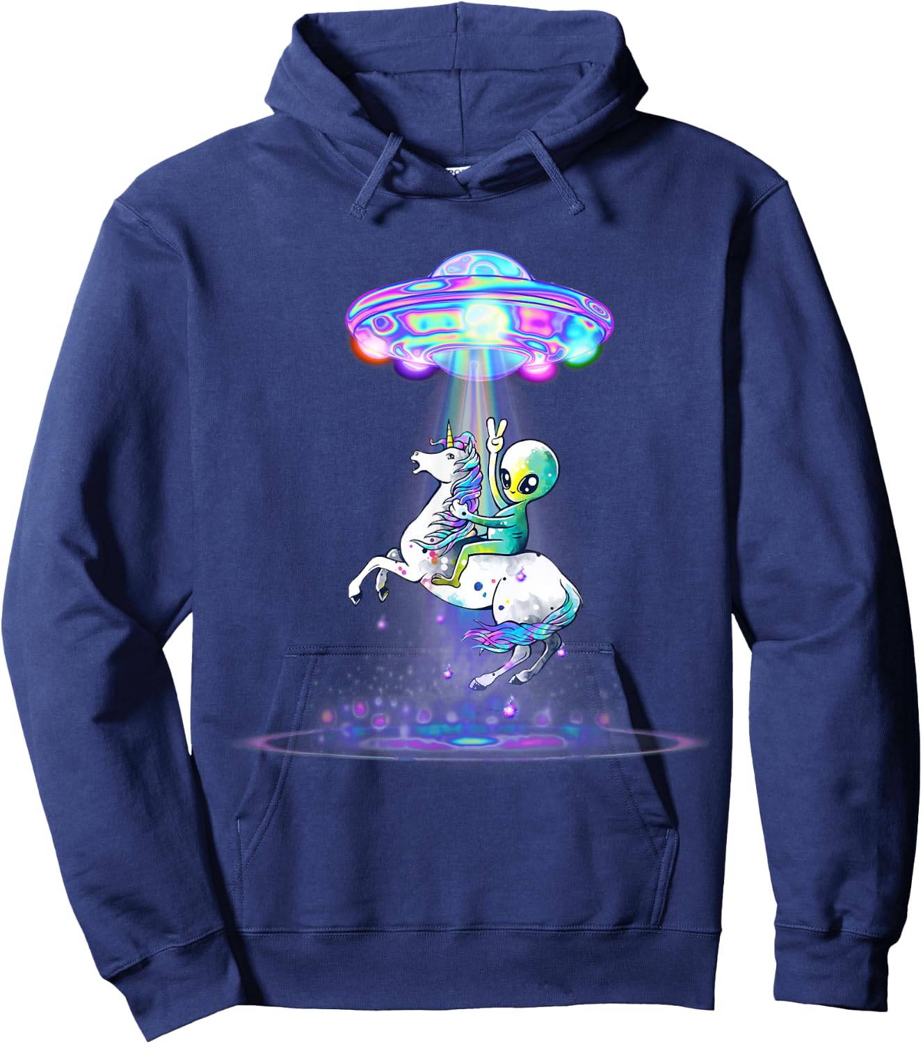 Funny UFO Alien Unicorn Galaxy Hoodie - Hoodie | Navy