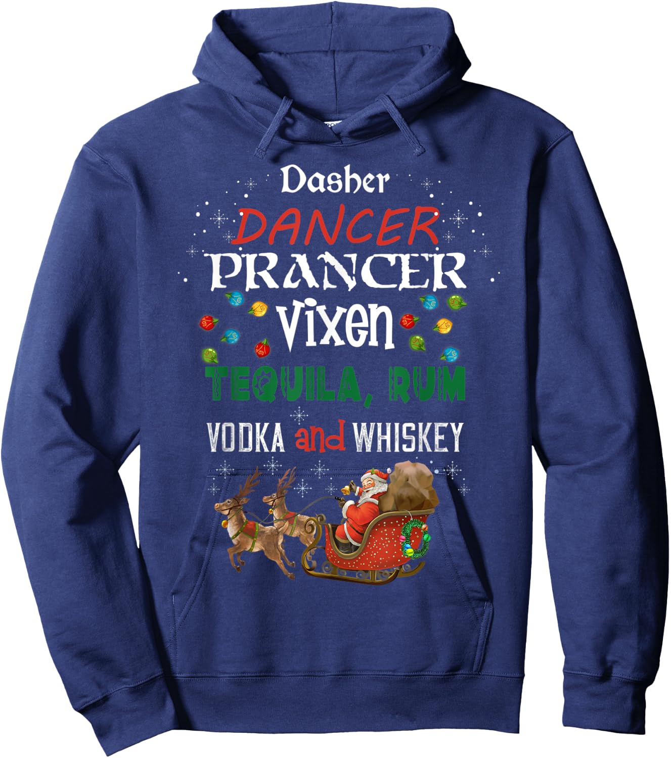 Funny Christmas Gift Dasher Dancer Prancer Moscato Party Hoodie - Hoodie | Navy