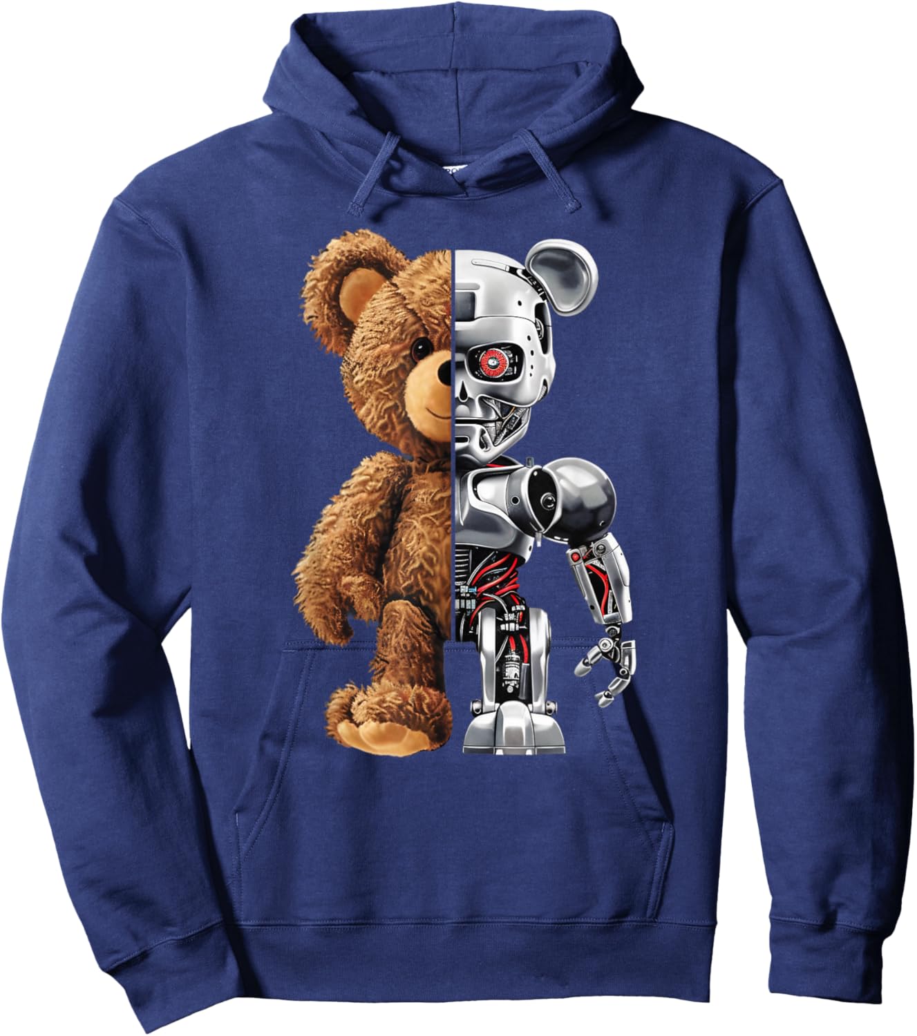 Funny Robotics Animal Lover Teddy Bear Robots Graphic Art Hoodie - Hoodie | Navy