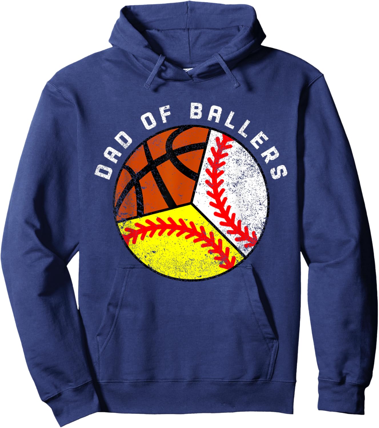 Dad Of Ballers Funny Baseball Softball Basketball Dad Hoodie - Hoodie | Navy