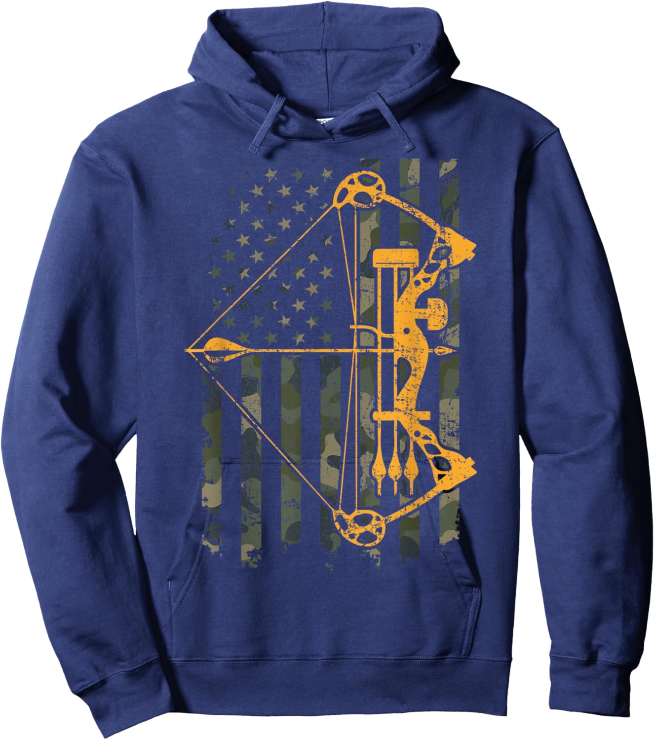 Camo USA Flag Archery Compound Bow - Funny Bow Hunter Hoodie - Hoodie | Navy