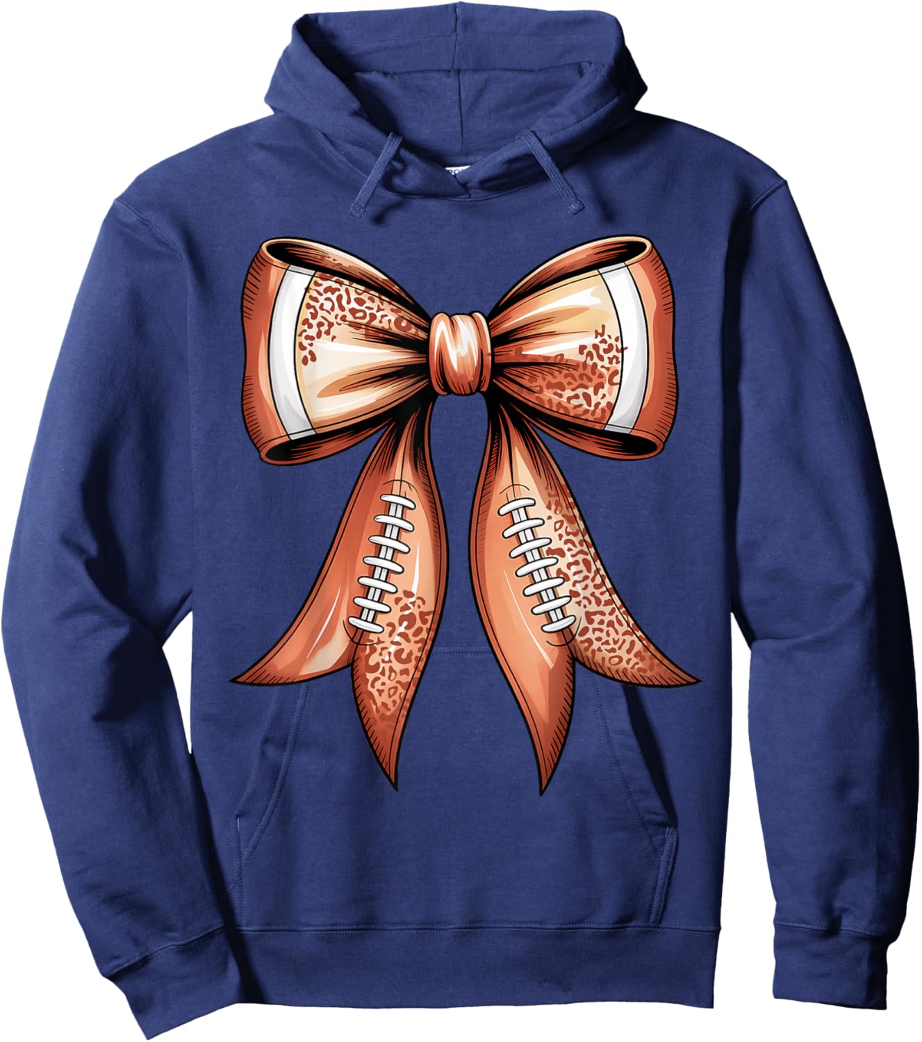 Groovy Cute Coquette Bow Game Day Football for Mom Girls Hoodie - Hoodie | Navy