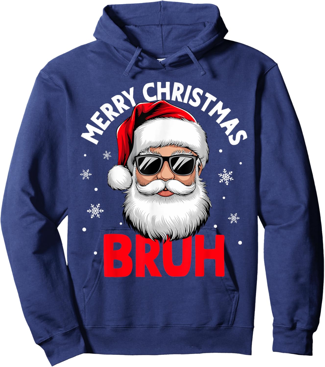 Merry Christmas Bruh Funny Santa Claus Retro Men Women Kids Hoodie - Hoodie | Navy