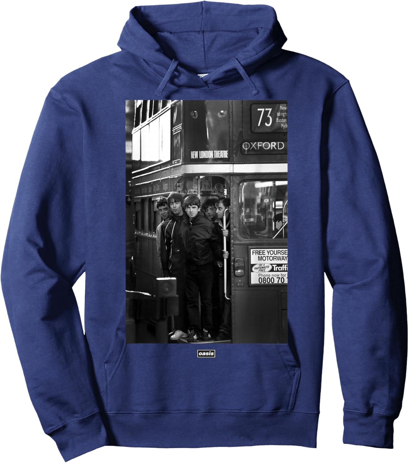 Oasis London Bus Photograph -Kids - Black, Small Hoodie - Hoodie | Navy