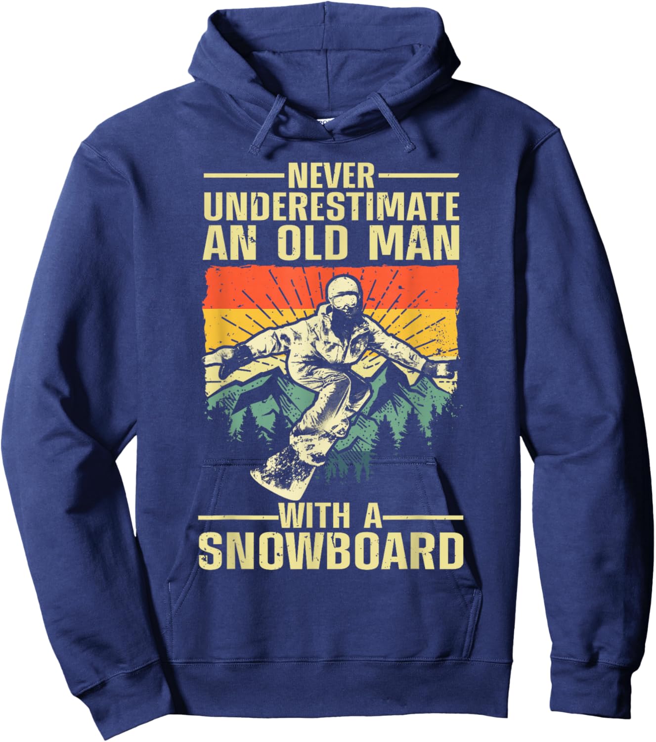 Cool Snowboarding Art Grandpa Dad Winter Snowboarder Hoodie - Hoodie | Navy