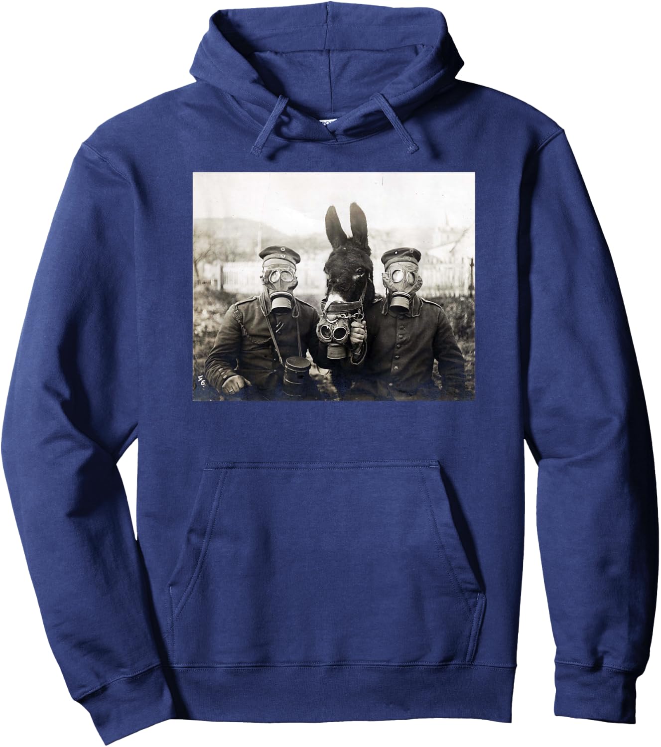 WW1 Vintage Gas Mask Donkey Shirt Hoodie - Hoodie | Navy