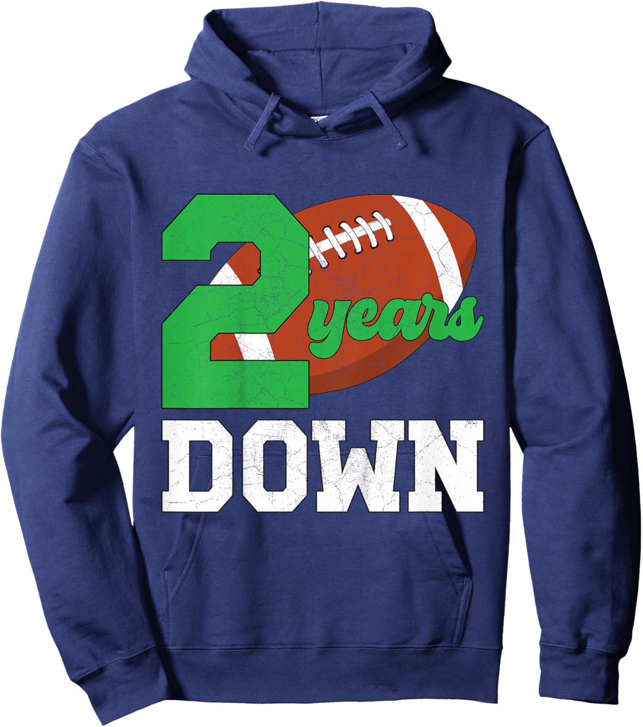 Kids 2nd Birthday Party Football Boy Two Year Old Football Player Hoodie - Hoodie | Navy