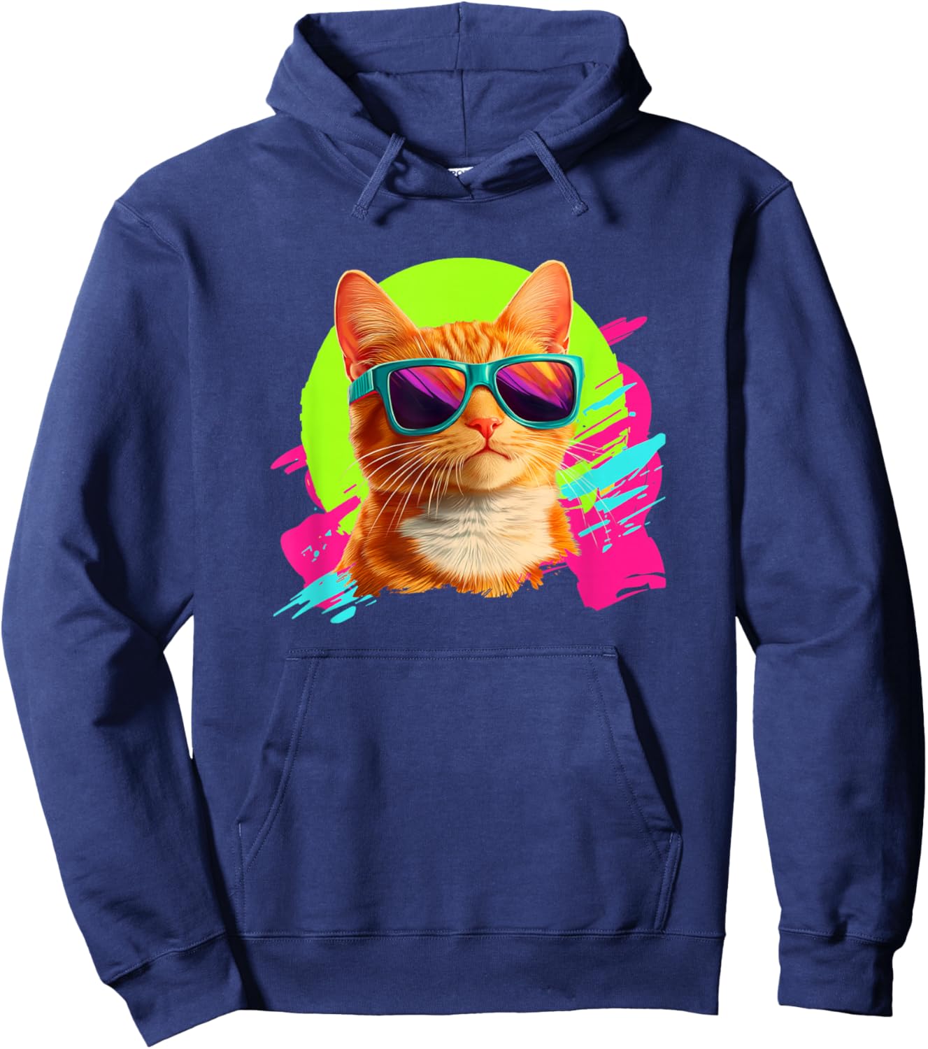 Kids Retro Vintage 80s Orange Tabby Cat Lover Hoodie - Hoodie | Navy