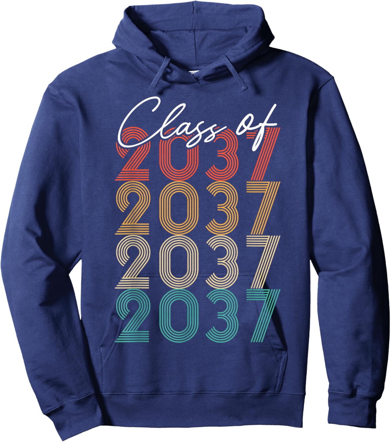 Class of 2037 Vintage Kindergarten To Graduation Hoodie - Hoodie | Navy