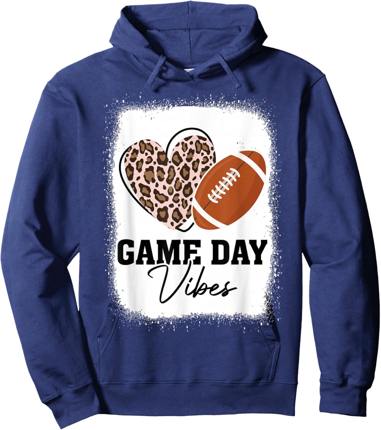 Game Day Vibes - American Football Lover Leopard Football Hoodie - Hoodie | Navy