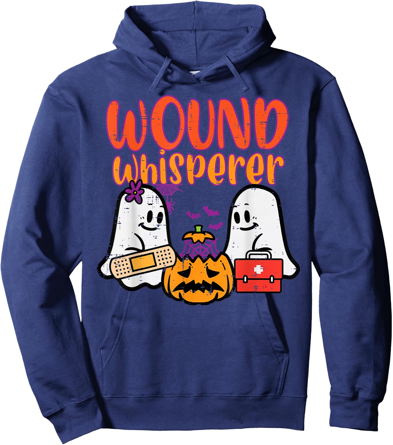 Ghost Nurse Wound Whisperer Halloween Nurse Fall Scrub Women Hoodie - Hoodie | Navy