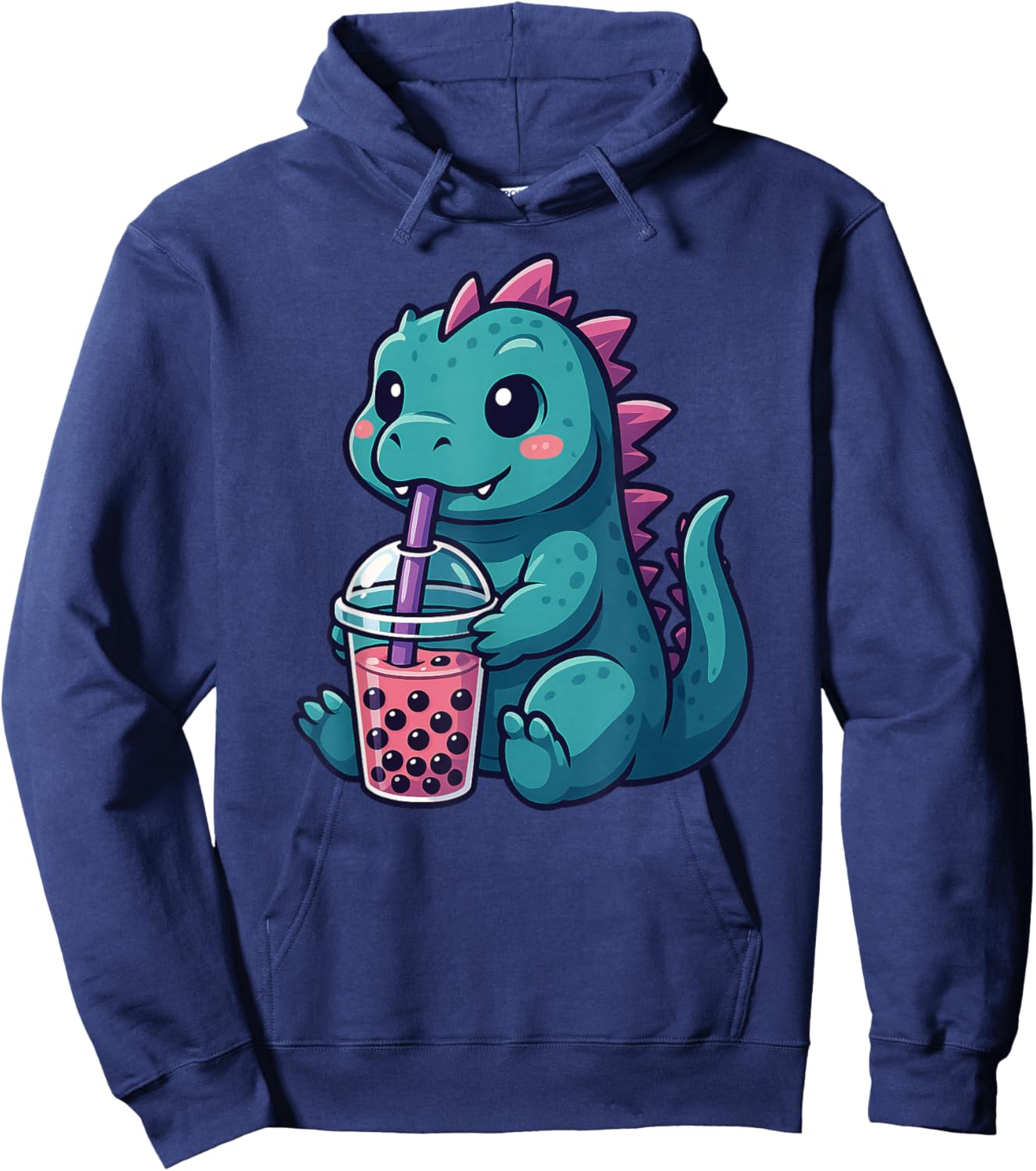 Cute Dinosaur Boba Tea Lover Kawaii Boys Girls Kids Hoodie - Hoodie | Navy