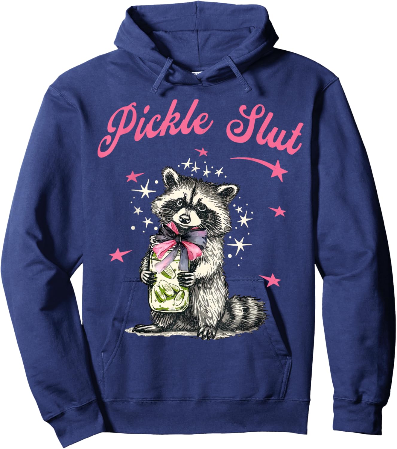 Retro 90s Racoon Pickle Slut Coquette Pickle Jar Trash Panda Hoodie - Hoodie | Navy