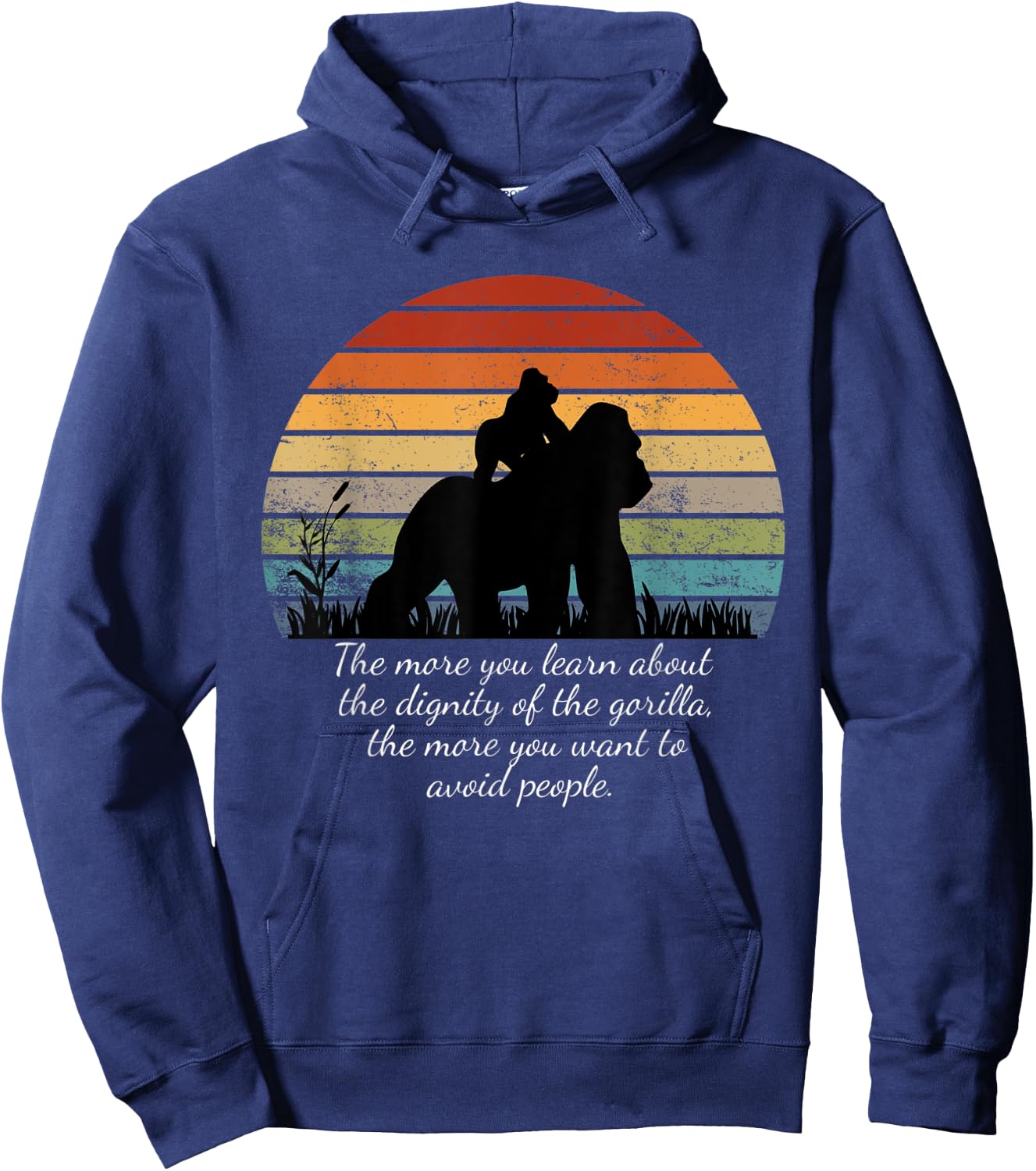 The More You Learn About the Dignity of the Gorilla retro Hoodie - Hoodie | Navy