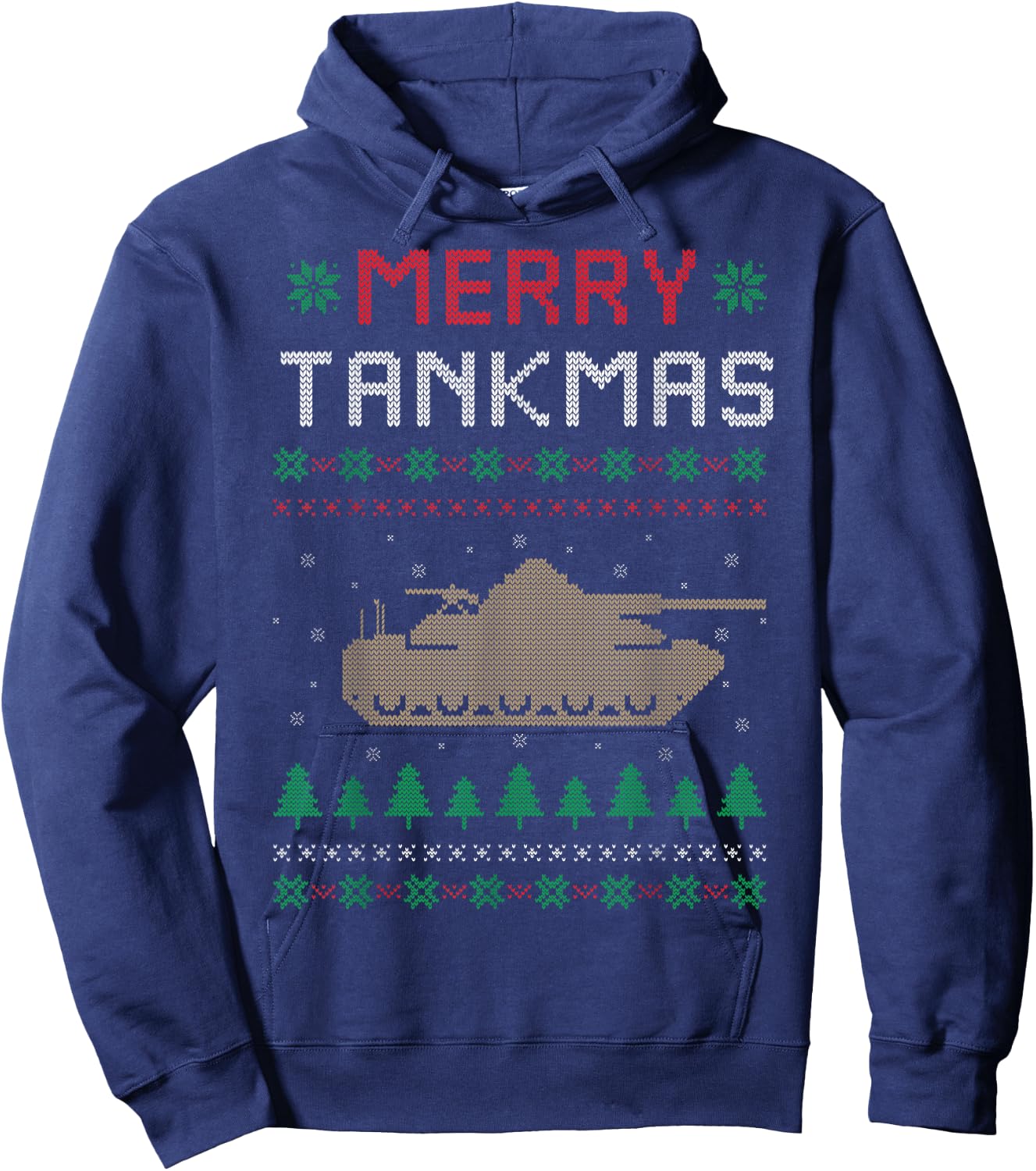Merry Tankmas Battle Tank War Tank Ugly Christmas Sweater Hoodie - Hoodie | Navy