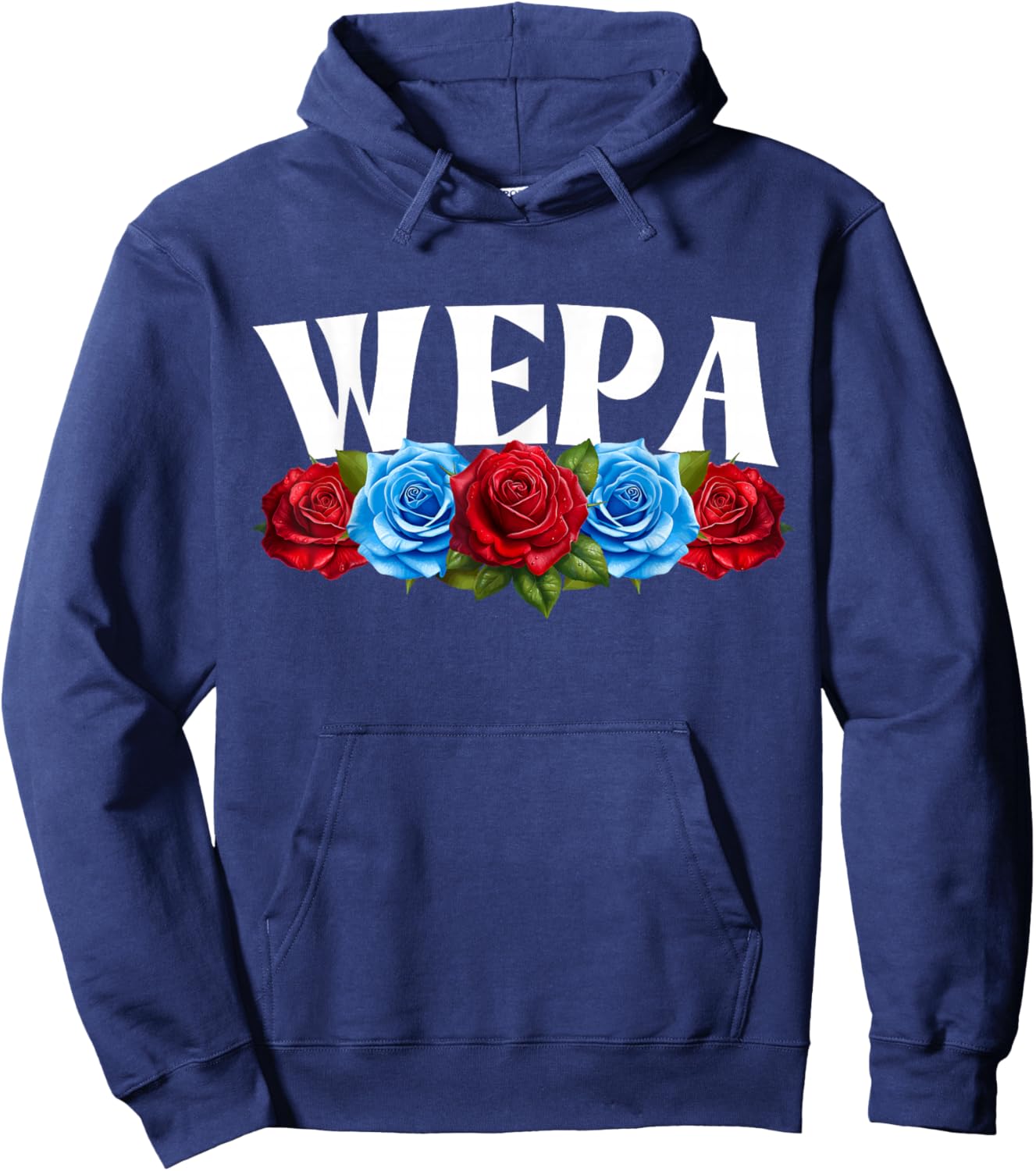 Wepa with Roses , Boricua Women, Puerto Rico Wepa Hoodie - Hoodie | Navy