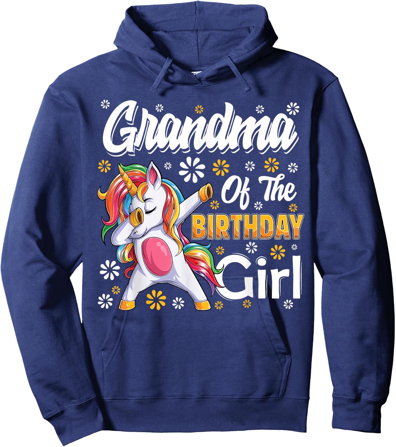 awesome dabbing unicorn birthday Grandma Family Matching Hoodie - Hoodie | Navy
