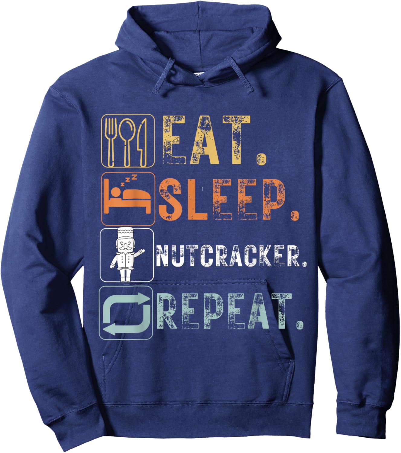 Vintage Eat Sleep Nutcracker Repeat Funny Design Nutcracker Hoodie - Hoodie | Navy