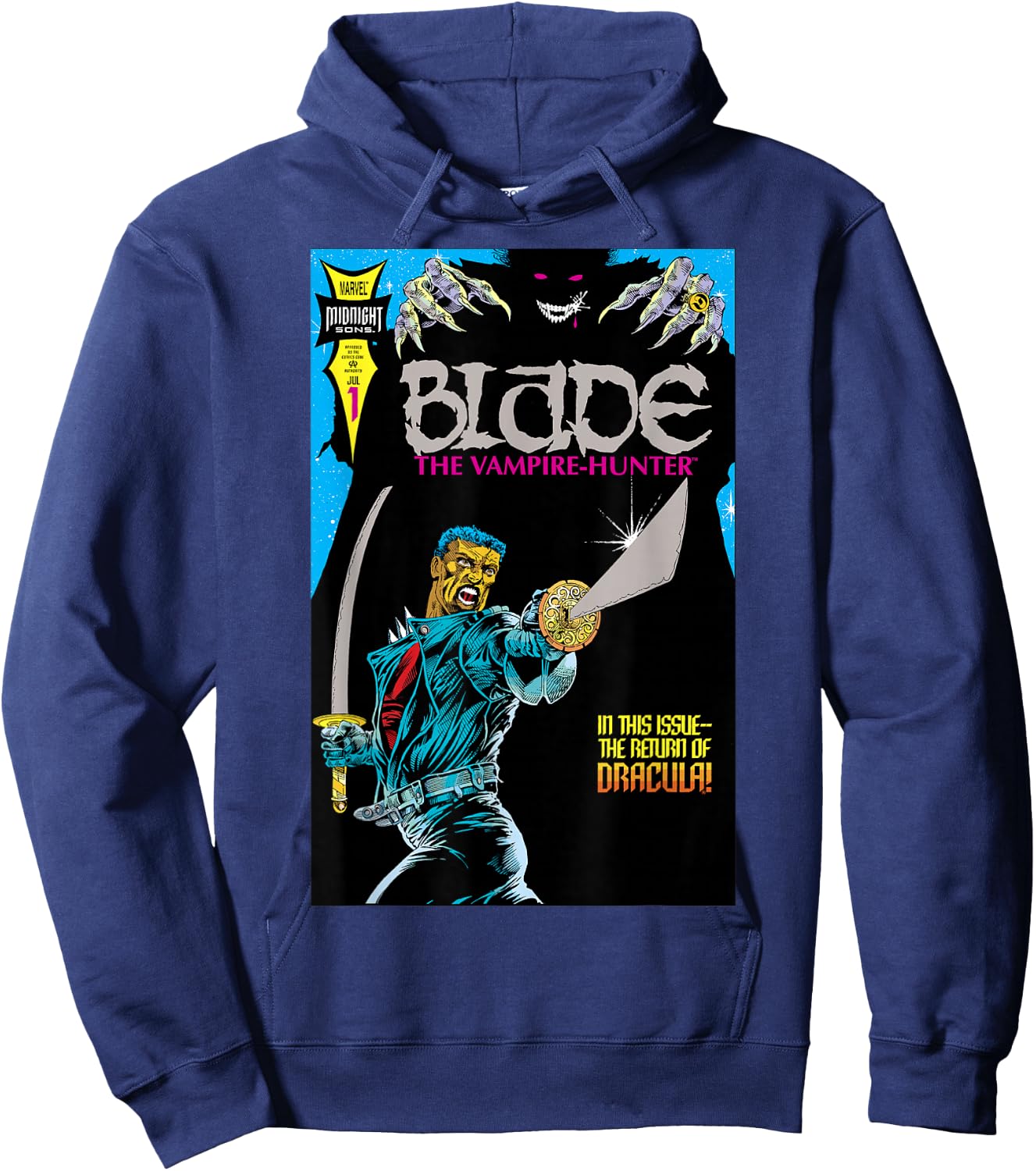 Marvel Blade The Return of Dracula Comic Cover Hoodie - Hoodie | Navy