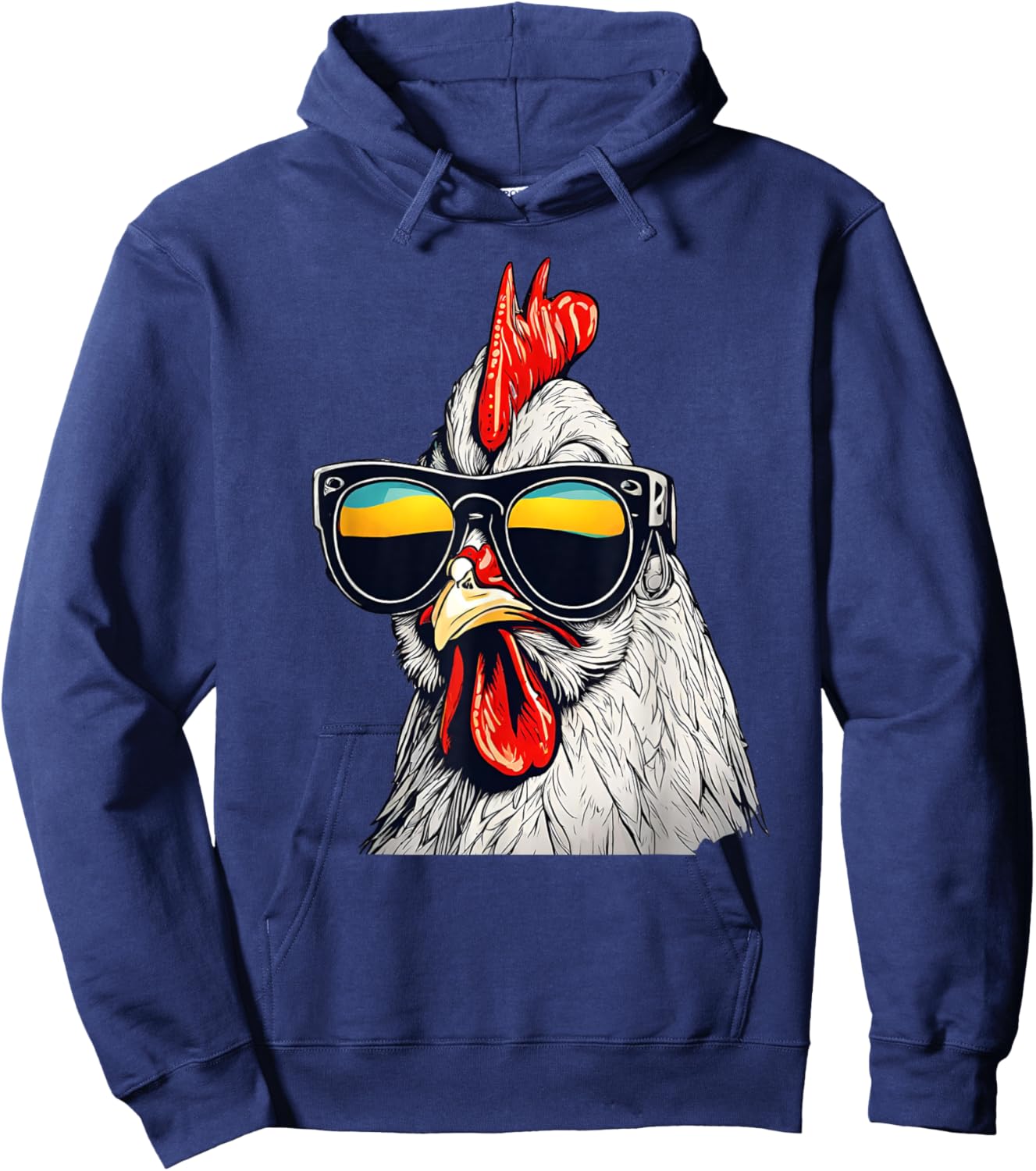 Cool Rooster Wearing Sunglasses Retro Vintage Chicken Hoodie - Hoodie | Navy