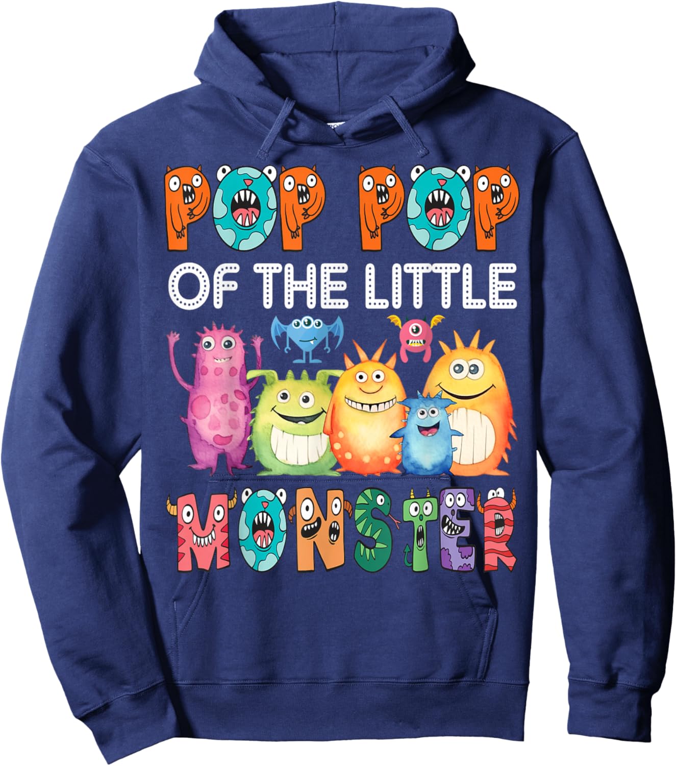 Pop Pop Of The Little Monster Kids 1St Birthday Party Hoodie - Hoodie | Navy