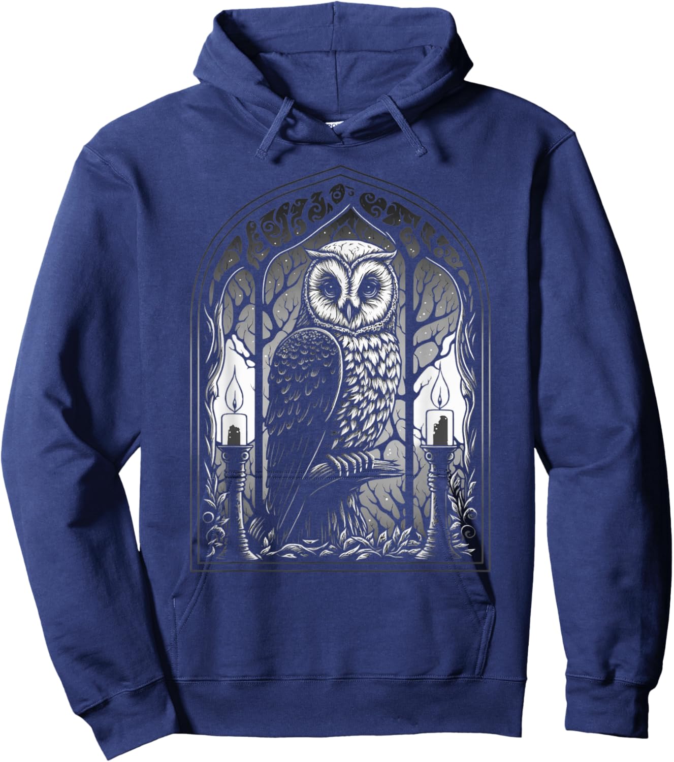 Wiccan Witch Owl With Candle Illustration, Version 2 of 6 Hoodie - Hoodie | Navy