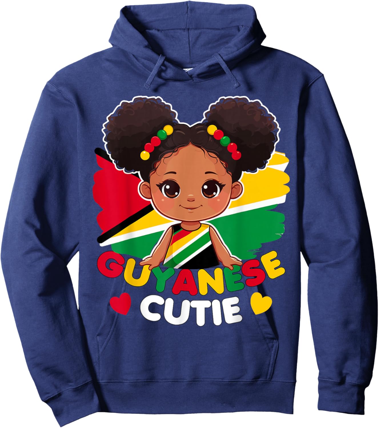 Guyanese Cute Guyana Flag Princess, Toddler, Kids, Girls Hoodie - Hoodie | Navy