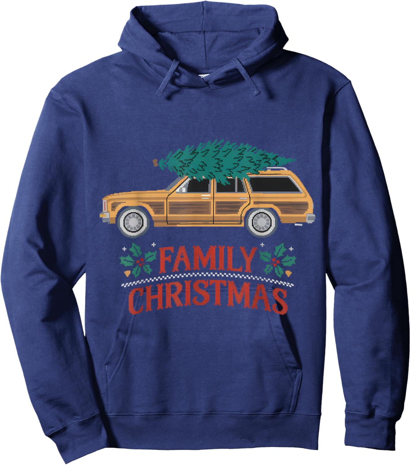 Ugly Christmas Outfit PJ Party Christmas Tree Car Movie Hoodie - Hoodie | Navy