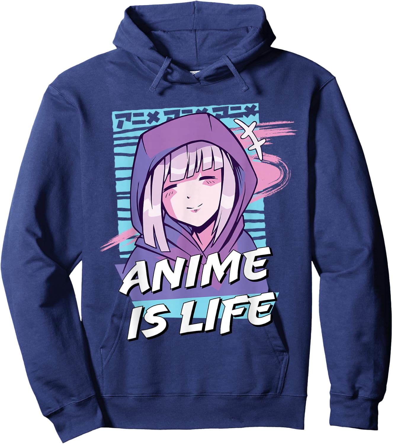 Anime is Life | Cute Anime Girl Otaku Graphic Hoodie - Hoodie | Navy