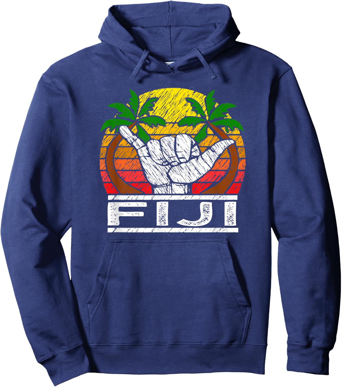 Vintage Fiji Island Sunset Gift Fijian Hoodie - Hoodie | Navy
