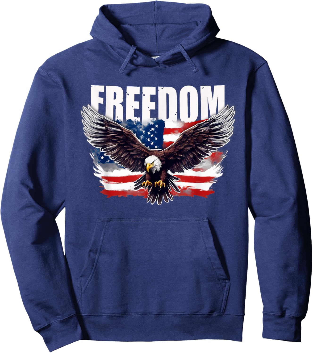 Patriotic USA American Flag and Eagle FREEDOM 4th of July Hoodie - Hoodie | Navy