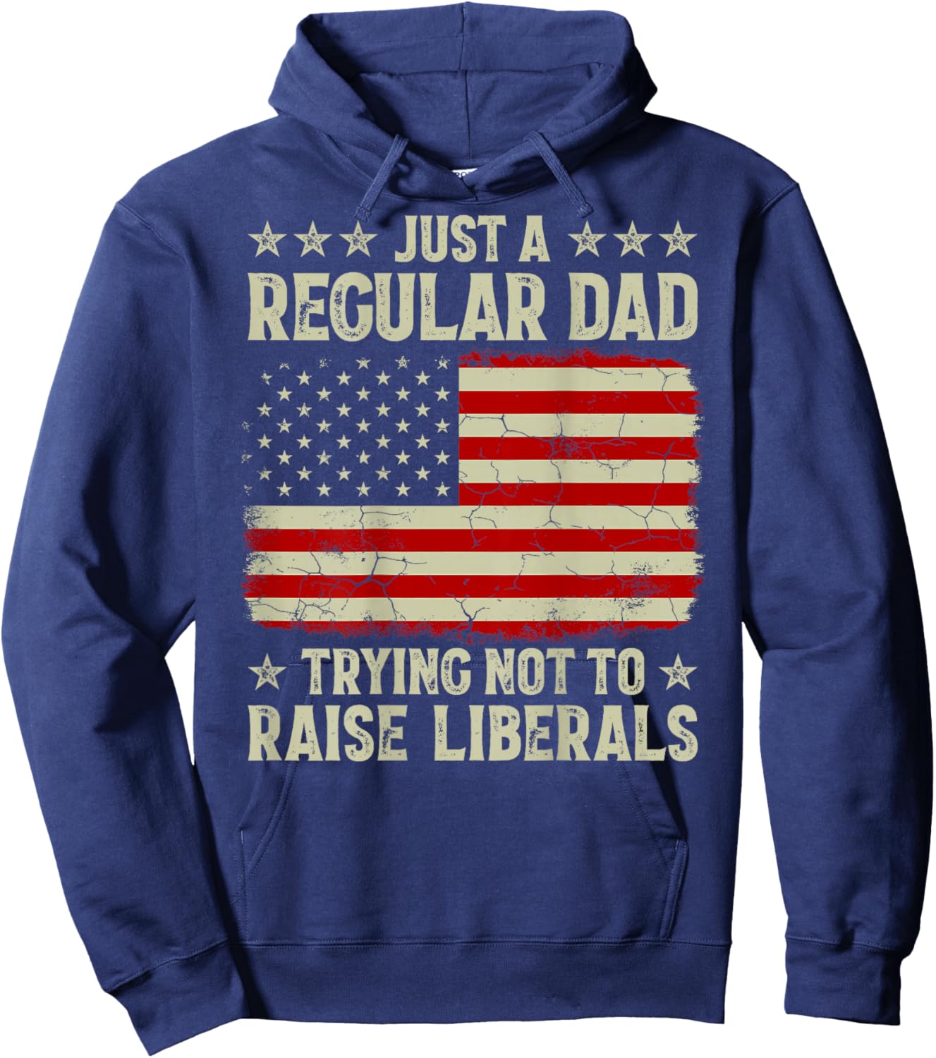 Just Regular Dad Trying Not To Raise Liberals Print On Back Hoodie - Hoodie | Navy