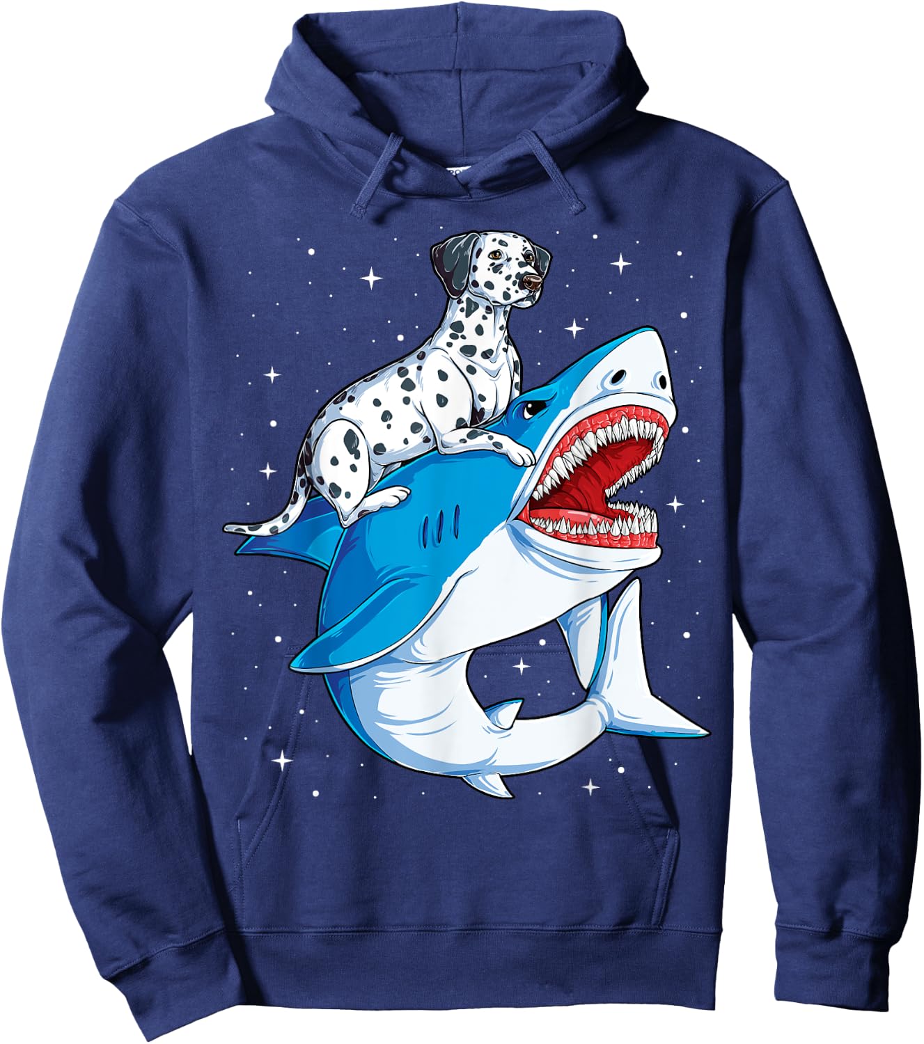 Dalmatian Riding Shark Jawsome Dog Lover Gifts Space Galaxy Hoodie - Hoodie | Navy