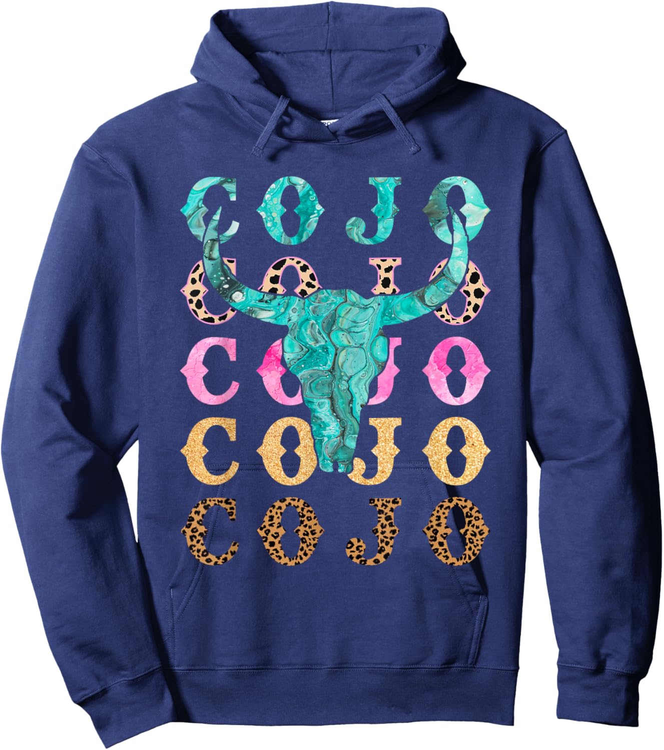 Retro Cojo Johnson Bull Skull Music Country 70s Cowboys Boot Hoodie - Hoodie | Navy