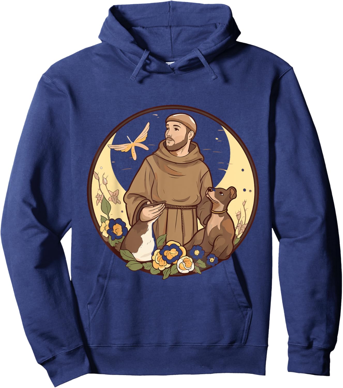 St Francis of Assisi Art Patron Saint of Animals Catholic Hoodie - Hoodie | Navy
