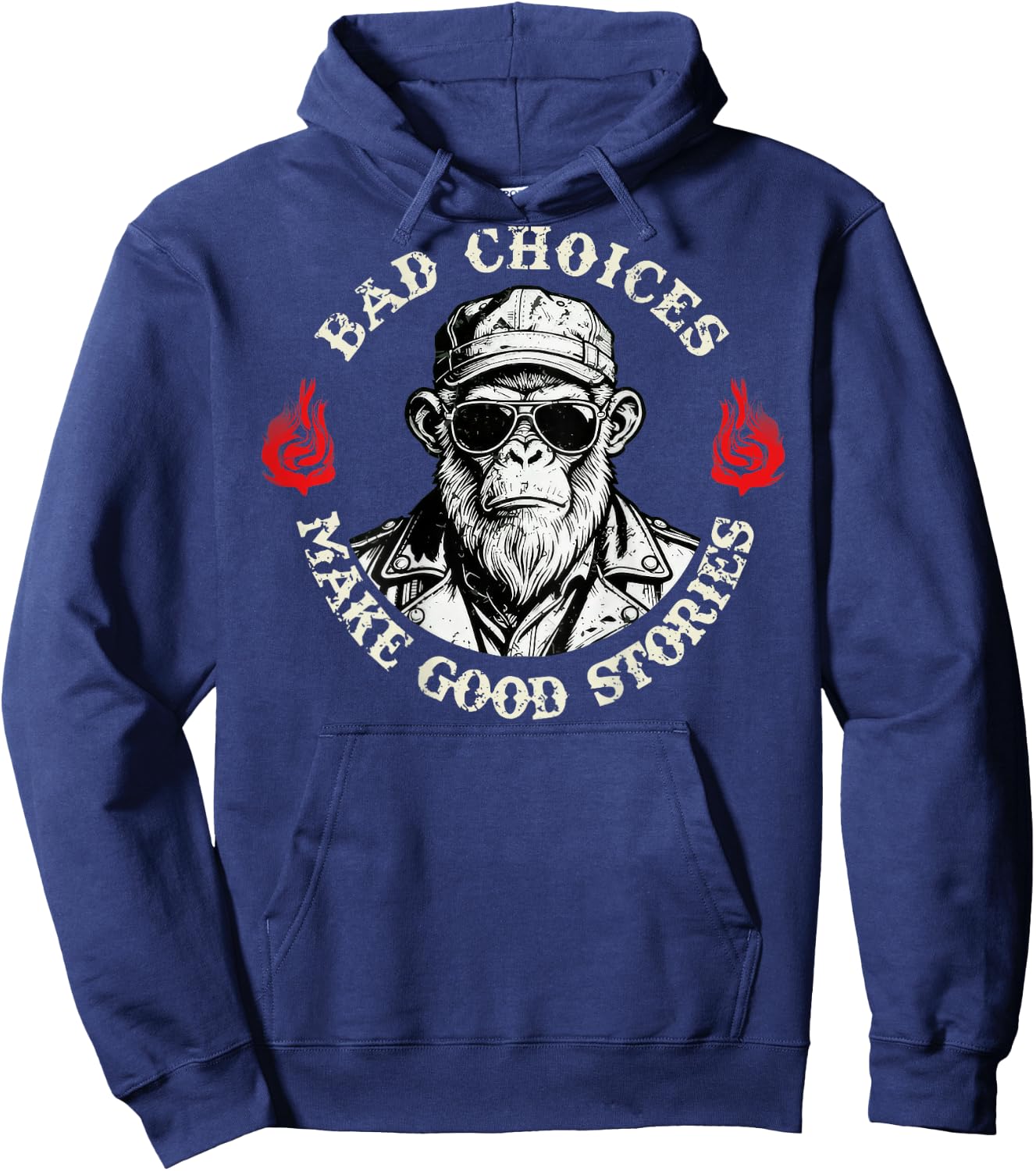 Bad Choices Make Good Stories Funny Monkey (On Back) Hoodie - Hoodie | Navy