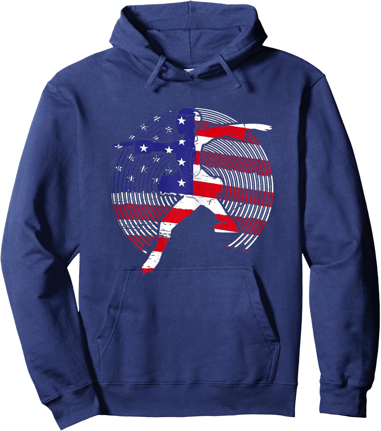 USA American Flag Ice Skate Girl Figure Skating Ice Dancing Hoodie - Hoodie | Navy