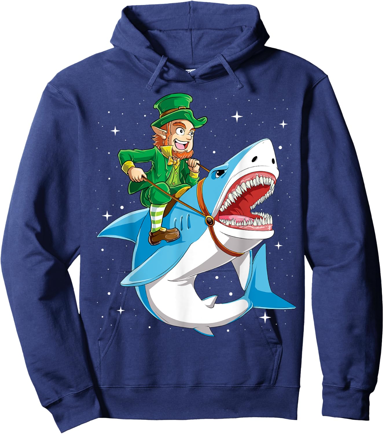 Leprechaun Riding Shark St Patricks Day Boys Girls Men Women Hoodie - Hoodie | Navy