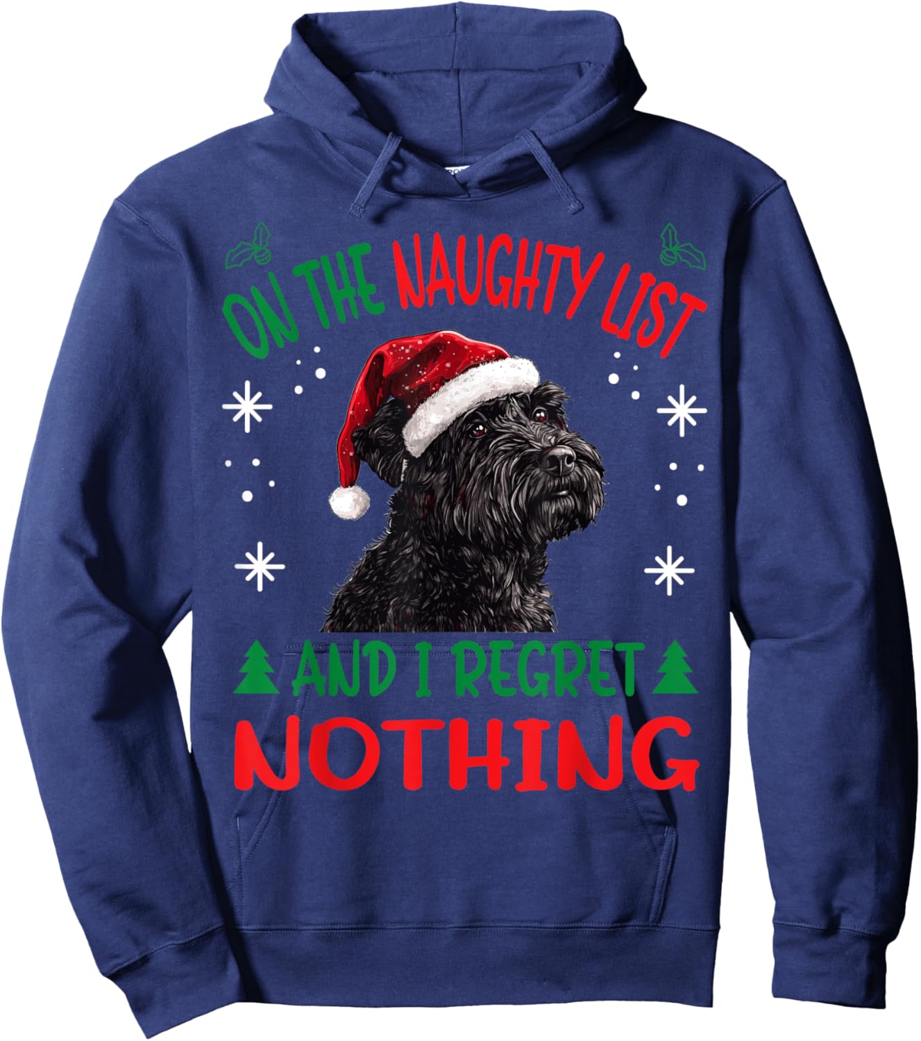 Cute Bouvier Des Flandres Dog Christmas On The Naughty List Hoodie - Hoodie | Navy